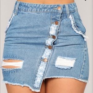 NWT Fashion Nova Distress Me Not Denim Skirt